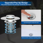 Hibbent 3 Pack Upgraded 3 in 1 Bathroom Sink Drain Strainer, Universal Pop Up - Image 6