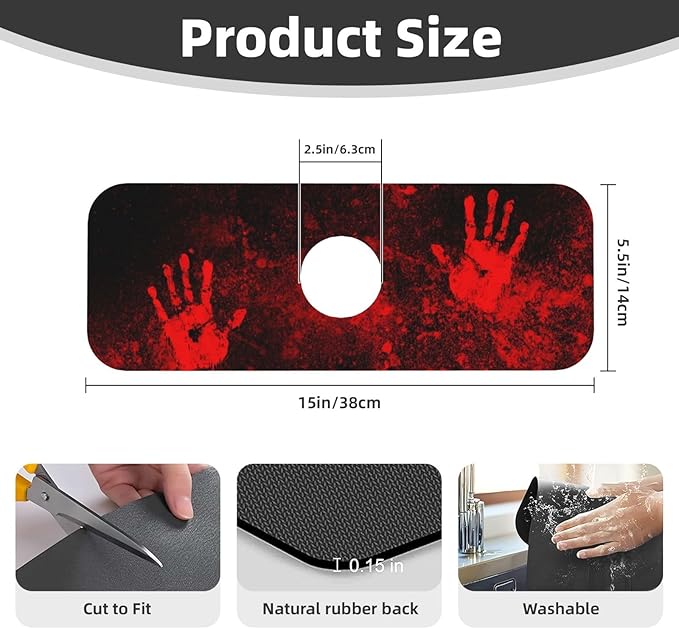 Halloween Scary Horror Red Blood Spatter Bloody Handprint Kitchen Sink Splash - Image 2