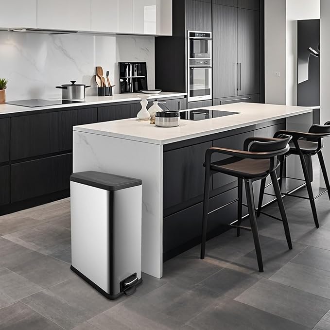 12 Gallon Trash Can with Lid，45L Kitchen Garbage Can, Stainless Steel Trash Can - Image 9