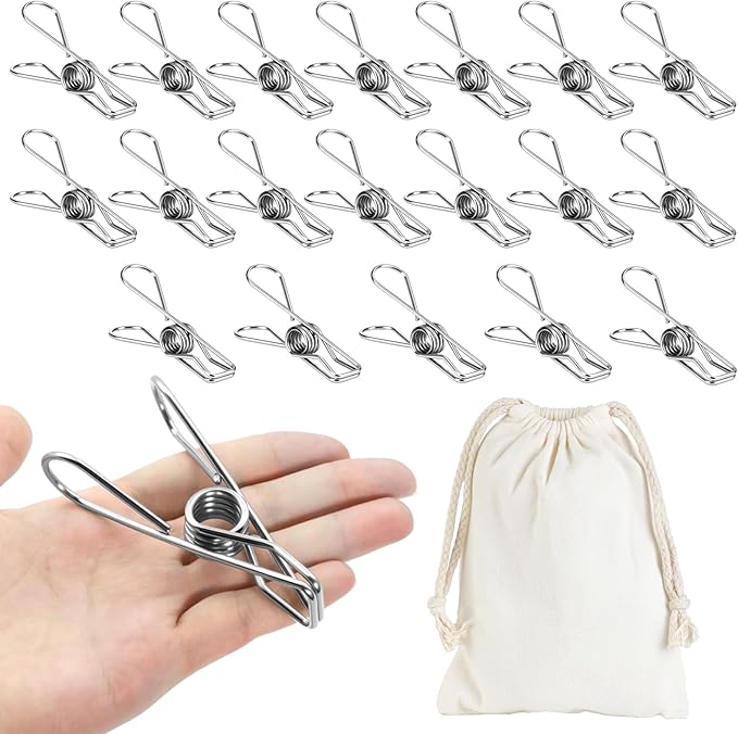 Large Metal Clothes Pins Heavy Duty, 3.4” Stainless Steel Wire Clothespins by Unknown