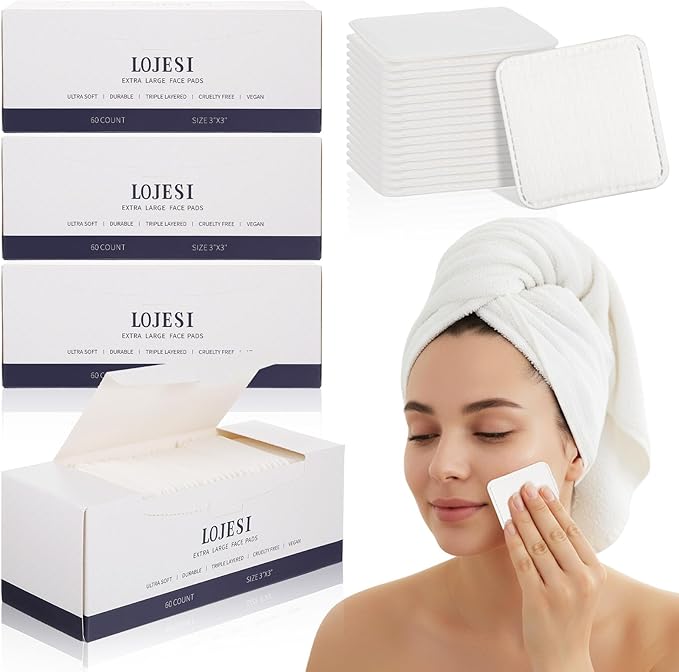 240 Count Large Cotton Pads, Makeup Remover Pads Square Disposable Cotton Soft by Unknown