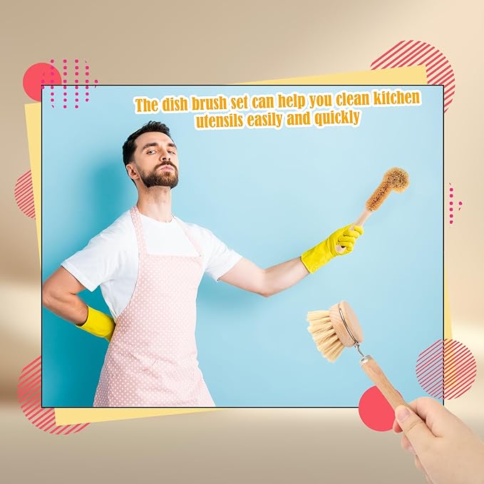 15 Pcs Bamboo Dish Brush Set - Image 6