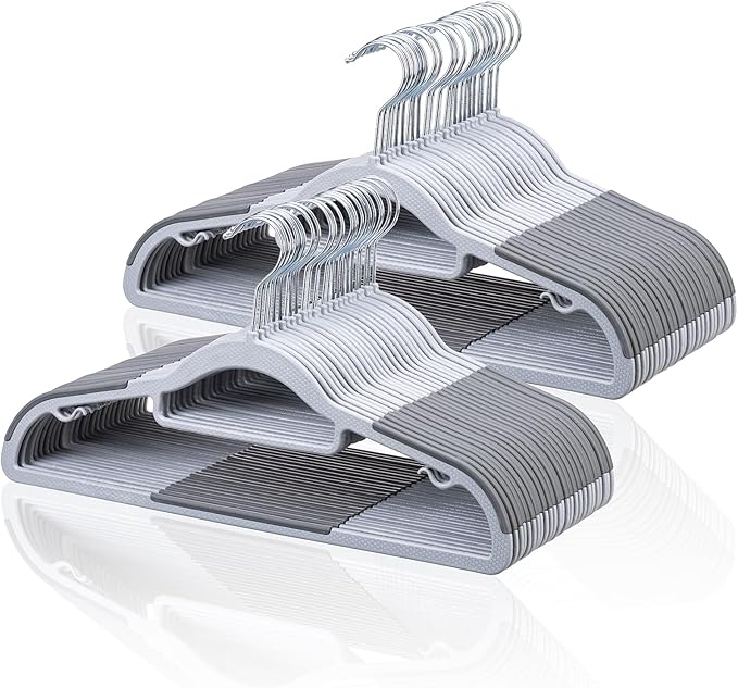 Pack of 50 Coat Hangers, Space-Saving Plastic Clothes Hangers, 0.2 Inches Slim by TonswachicHangersSpaceSaver