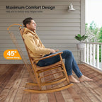 VINGLI Wooden Rocking Chair, Outdoor Chair with 450 lbs Support, Relaxing Rocker with Solid Wood High Back Seat Reclining Seat for Deck, Garden, Backyard, Porch, Indoor or Outdoor Use (Teak, 1PC) - Image 4
