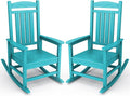 KINGYES Outdoor Rocking Chair Set of 2, High Density Polyethylene Patio Rocking Chairs with 330lbs Support for Adults, Aruba Blue by KINGYES