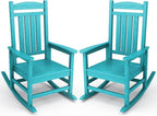 KINGYES Outdoor Rocking Chair Set of 2, High Density Polyethylene Patio Rocking Chairs with 330lbs Support for Adults, Aruba Blue by KINGYES