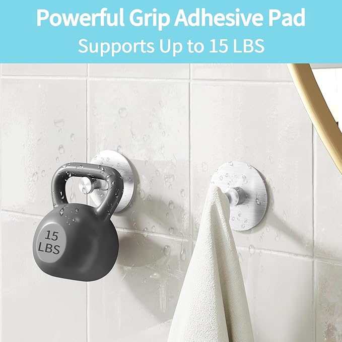 Adhesive Hooks for Walls No Damage 4 PCS, Heavy Duty Aluminum Strong Adhesive - Image 5