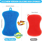 Geloo.Silicone Sponge Dish Brush, Double Sided Cleaning Brush - Image 2