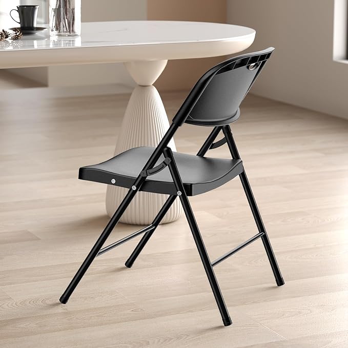 Nazhura 350 Weight Limit Heavy Duty Plastic Folding Chair with Reinfoced Steel Frame for Indoor and Outdoor, Wedding, Party, Restaurant, Meeting Room, Patio and Garden (Black, 8 Pack) - Image 2