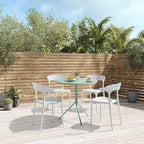 Modern Stackable Dining Chair Set, No Assembly, Plastic Chair, Patio Chair, Suitable for Indoor and Outdoor Cafes and Restaurants, Set of 4 (Cloud White) - Image 5