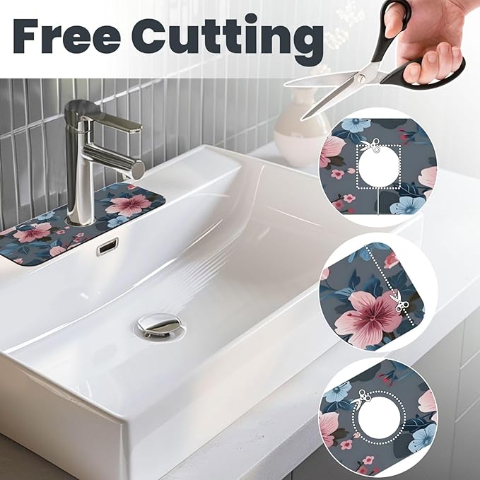 Women Girls Flower Kitchen sink faucet pad, strong water absorption, anti slip - Image 3