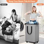 Laundry Basket with Wheels, Collapsible Laundry Baskets, Laundry Hamper with - Image 4