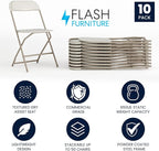Flash Furniture Hercules Series Plastic Folding Chairs for Parties and Weddings, Stackable Commercial Event Seats, Set of 10, Beige - Image 3