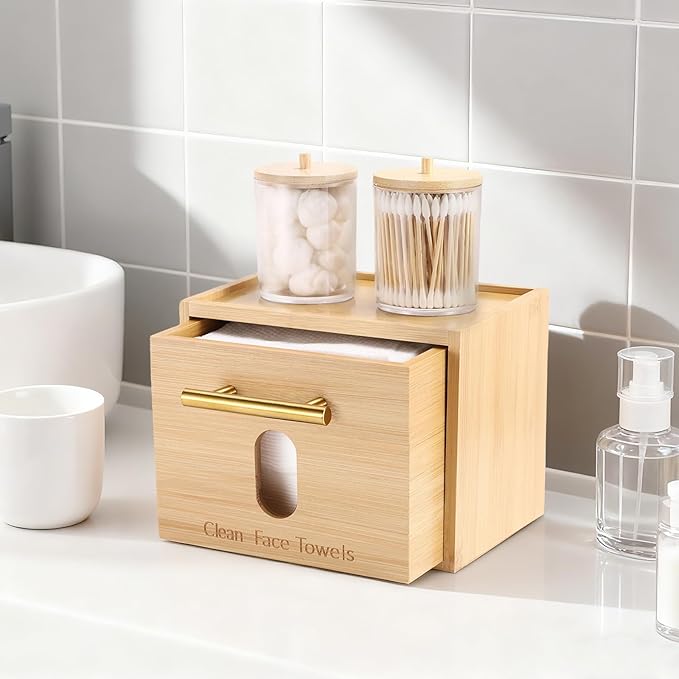 Disposable Face Towel Holder Bamboo Storage Box - Image 7
