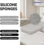 8 Pack Silicone Scrubbing Sponges, Heavy-Duty, Non-Scratch Kitchen Sponges - Image 2