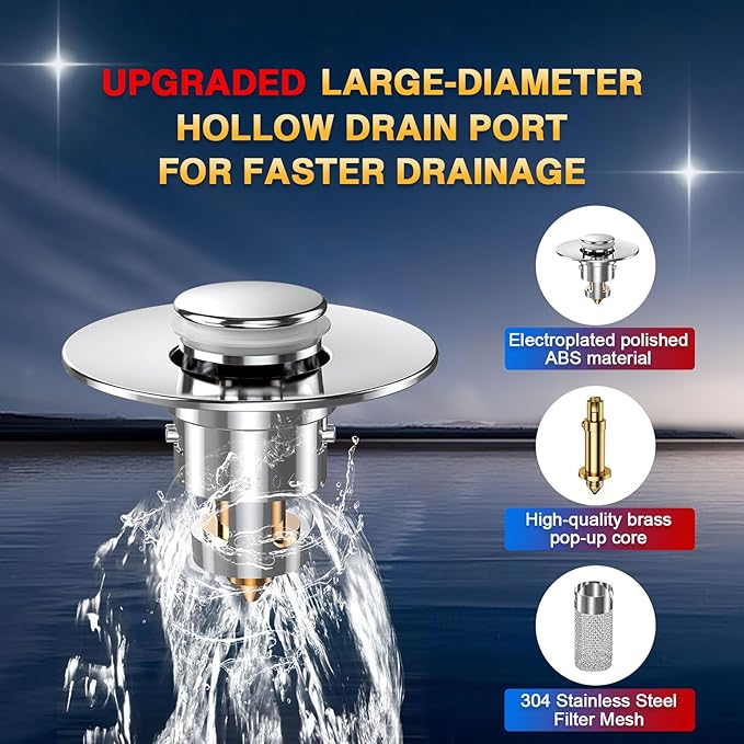 Bathroom Sink Drain Strainer, Pop Up Sink Drain Filter - Image 4