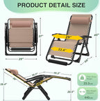Suteck Oversized Zero Gravity Chair,29In XL Lounge Chair w/Removable Cushion&Headrest, Reclining Camping Chair w/Upgraded Lock and Footrest, Reclining Patio Chairs Recliner for Indoor Outdoor - Image 2
