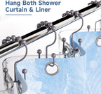 Titanker Shower Curtain Hooks Rings, Rust-Resistant Metal Double Glide Shower - Image 2