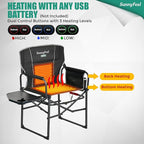 SUNNYFEEL Heated Camping Directors Chair, Heavy Duty,Oversized Outdoor Portable Heating Folding Chair with Side Table, Pocket for Beach, Fishing,Trip,Picnic,Lawn,Concert Foldable Camp Chairs - Image 5