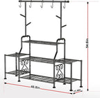 GIOTORENT 3-Tier Tall Metal Plant Stand Indoor Outdoor - Heavy Duty Plant Shelf for Garden, Patio, Balcony with 5 Hanging Hooks, Holds 16-25 Plants, Black - Image 3
