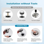 Hibbent 3 in 1 Metal Bathtub Drain Stopper, Universal Pop Up Tub Stopper - Image 4