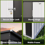 Patiowell 5x3 FT Outdoor Storage Shed, Garden Tool Shed with Sloping Roof and Lockable Door, Metal Shed for Backyard Garden Patio Lawn, White - Image 5