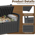 EasyUp 80 Gallon Wood Grain Style Outdoor Storage Bench, Waterproof and Lockable Deck Box Outdoor Storage Furniture for Patio,Garden,and Porch – Perfect for Storing Garden Tools and Cushions(Black) - Image 6