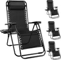 NEWBULIG Zero Gravity Chair Set of 4, Lounge Chair Folding Portable Adjustable Camping Reclining Chairs with Adjustable Pollow, Mesh Back, Cup Holder Trays Lawn Patio Chair for Pool Beach - Black by NEWBULIG