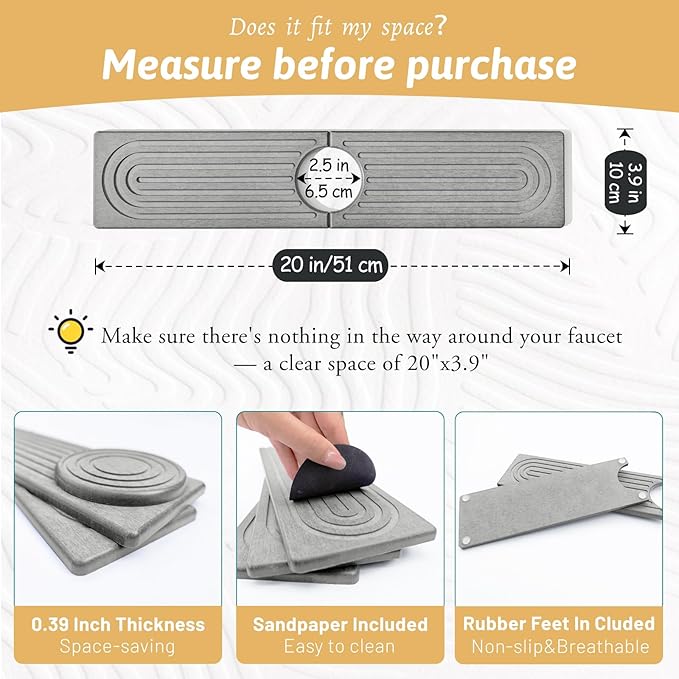 Diatomite Kitchen Sink Water Splash Guard, Modern Stylish Faucet Handle Drip - Image 2