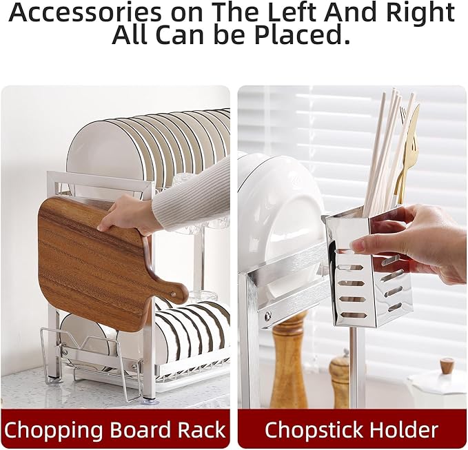 Dish Drying Rack, Double Layered countertop Kitchen Organizer - Image 9