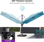 PURPLE LEAF 8.8' X 8.8' Right-left Tilt Patio Umbrella with Base Outdoor Cantilever Swivel Square Umbrella with Tilt Aluminum Offset Umbrella with 360-degree Rotation for Garden Deck Pool Patio Turquoise Blue - Image 7