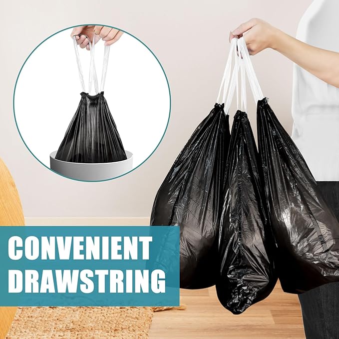 Small Trash Bags Drawstring 120 Count, JUKFITA Extra Strong 4 Gallon Garbage - Image 3