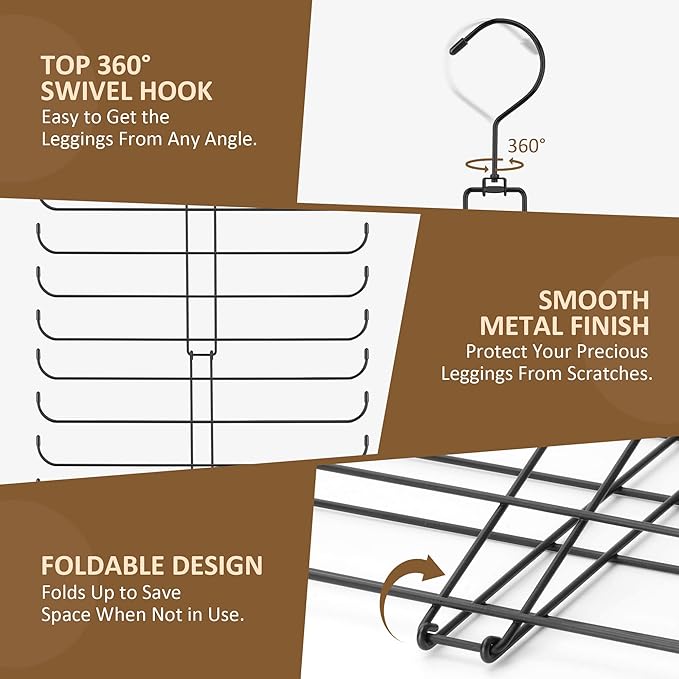 ZEDODIER Legging Organizer for Closet, 2 Pack Rotatable Yoga Pants Hanger for - Image 5