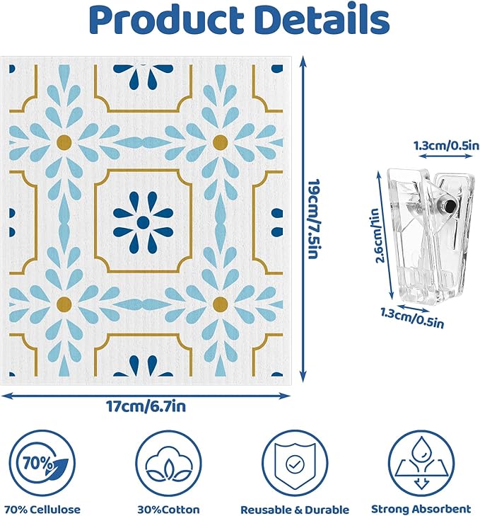 6 Pack Swedish Dishcloths for Kitchen, Swedish Rags Dish Towels - Image 2