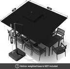 10 X 13 FT Cantilever Outdoor Patio Umbrella with Base Included Large Heavy Duty 360° Rotation Double Top Offset Rectangular Umbrellas with Led Lights for Backyard Outside Deck, Black - Image 9