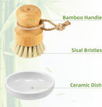 SUBEKYU Bamboo Dish Scrub Brushes, Kitchen Wooden Cleaning Scrubbers Set - Image 5