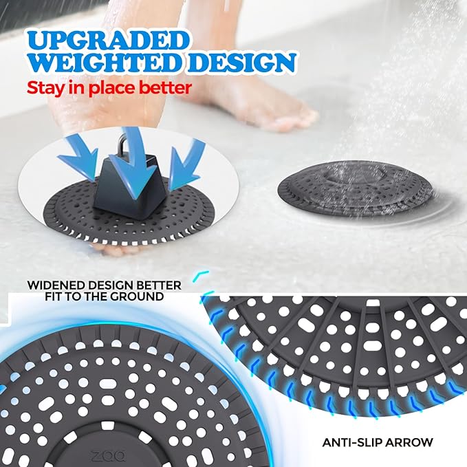 zaa Shower Drain Hair Catcher, Upgraded 2 Pack Premium Silicone Drain Protector - Image 3