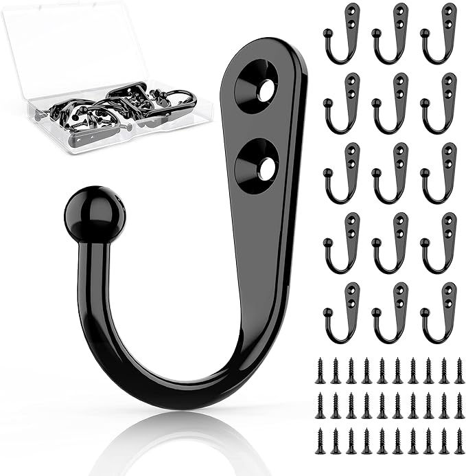 15Pcs Black Wall Mounted Coat Hooks, Hanger Hook by ZAYBOD