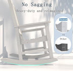 Oversized Rocking Chair Set of 8, Outdoor Rocking Chair for Adults, All Weather Resistant Porch Rocker for Lawn Garden, White - Image 8