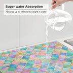 Absorbent Dish Drying Mat For Kitchen Counter, Rainbow Morocco Microfiber Dish - Image 5