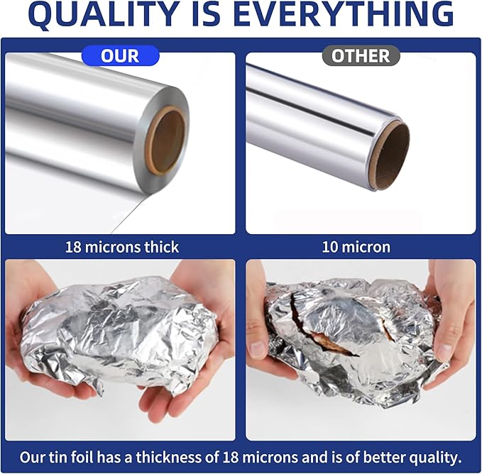 Aluminum Foil Wrap 75 Feet Long Heavy Duty Food Foil Wrap Kitchen Rap Suitable - Image 3