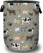 Funny Farm Animal Laundry Basket, Laundry Hamper Collapsible Oxford Cloth by ANTJOO