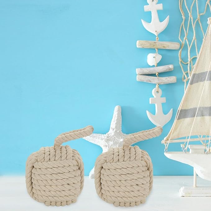 Acrux7 2 Pack Door Stopper 5.5x5.5 Inch Square Rope Knot Door Stop Nautical - Image 4