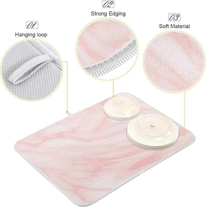 Super Absorbent Dish Drying Mat, Microfiber Fast-Drying Dish Mat, Kitchen Dish - Image 4