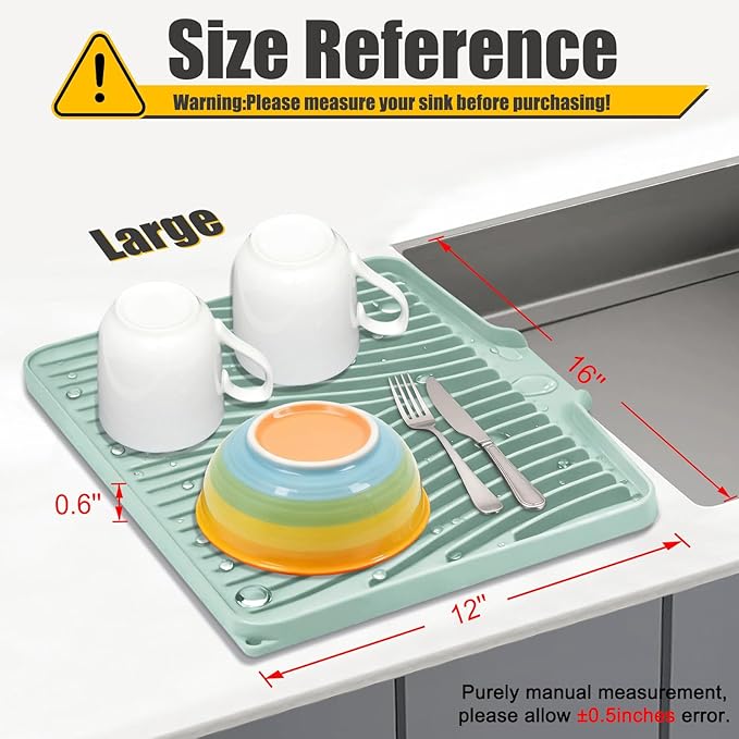 Silicone Dish Drying Mat for Kitchen Counter, Dish Drying Pad, Non-Slip Drain - Image 2
