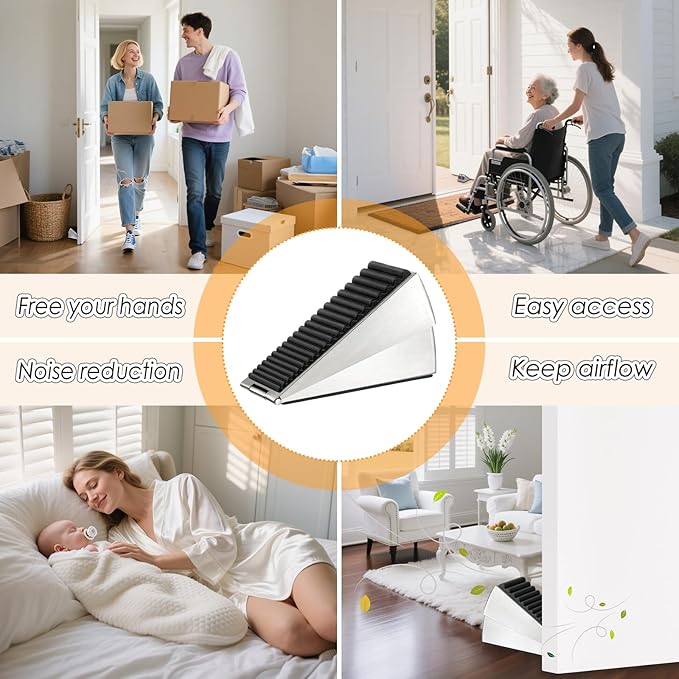 Heavy Duty Large Door Stoppers, Adjustable Spring Loaded Tall Doorstop Jammer - Image 6