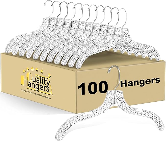 Quality Clear Plastic Hangers 100 Pack by QualityHangers
