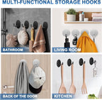 Adhesive Hooks for Bathrooms, 4 Piece Towel Hooks for Hanging Hat Robe Coat - Image 6
