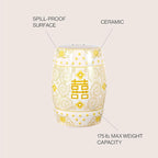JONATHAN Y TBL1013B Double Happiness 18" Chinoiserie Ceramic Drum Indoor/Outdoor Garden Stool Bohemian, Coastal, Classic, Cottage,Traditional, Patio, Garden, Bathroom, Living Room, Yellow/White - Image 5