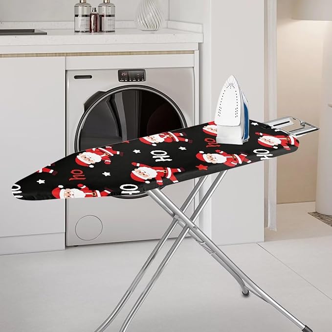 Black Christmas Santa Ironing Board Cover Cover Standard Size Soft Fabric - Image 2